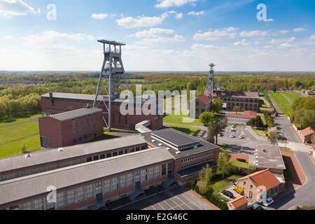 France Nord Wallers Aremberg mine site of the pit of Arenberg listed as World Heritage by UNESCO headframes (aerial view) Stock Photo