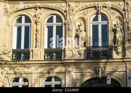 France Paris place Saint-Georges the Gothic and Renaissance style Hotel de la Marquise de Paiva adorned with cherubs lions and Stock Photo