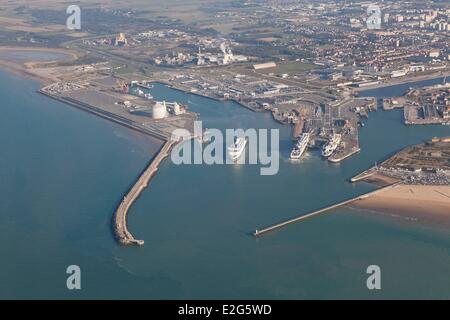 France Pas de Calais Calais Ferry leaving port (aerial view) Stock Photo