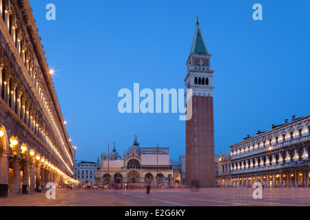 St Mark's Square in Venice at evening; Venice - Piazza San Marco, Italy; Stock Photo