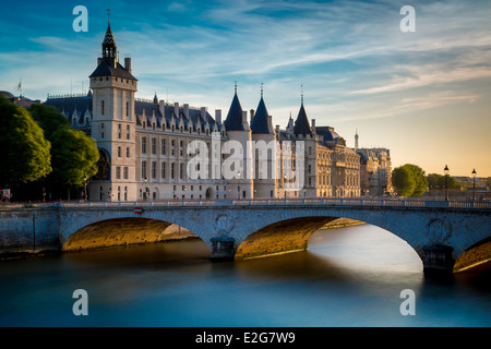 The Conciergerie, Pont au Change and River Seine, Paris France Stock Photo