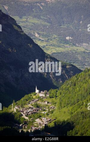 Italy Aosta valley Gran Paradiso village of Valgrisenche in summer Stock Photo