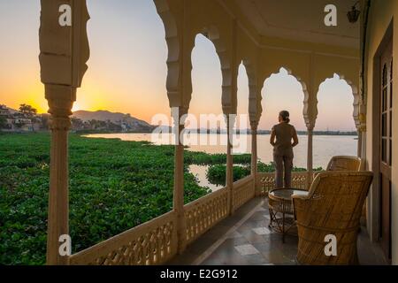 India Rajasthan State Kishangarh the Phool Mahal Palace on the shore of ...