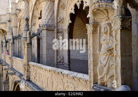 Portugal Lisbon Belem district Hieronymites Monastery (Mosteiro dos Jeronimos) listed as World Heritage by UNESCO the cloister Stock Photo