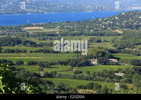 France Var Saint Tropez peninsula Gassin overlooking Gulf of Saint Tropez Stock Photo