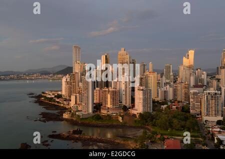 Panama Panama City waterfront skyscrapers of Punta Paitillia district at sunrise Stock Photo