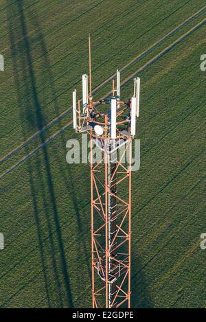 France Eure Le Theil Nolent relay mast for mobile phone (aerial view) Stock Photo