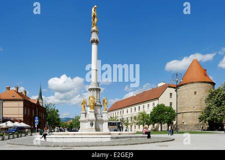 Croatia Zagreb Kaptol district cathedral square tower of ramparts Stock Photo