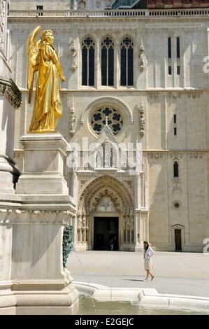 Croatia Zagreb Kaptol district cathedral square and cathedral of Assuption of Blessed Virgin Mary Stock Photo