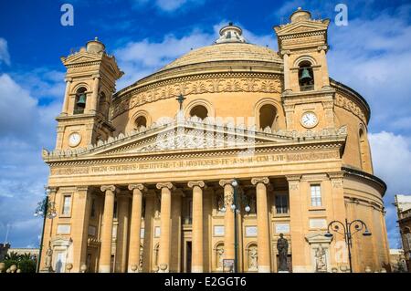 Malta Mosta famous for church Rotunda of St Marija Assunta with one of largest unsupported dome in world Stock Photo