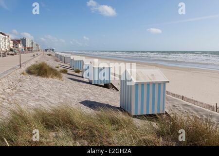 France Pas de Calais Hardelot beach huts also known cabins Stock Photo