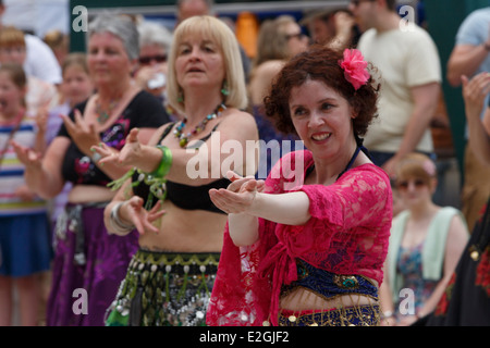 Wimborne Folk Festival 2014: Belly Dancers performing Stock Photo