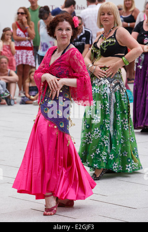 Wimborne Folk Festival 2014: Belly Dancers performing Stock Photo