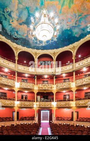 Panama Panama City Plaza Independencia historic district listed as World Heritage by UNESCO Casco Antiguo district Barrio San Felipe National Theatre designed by Italian architect Genaro Ruggieri and inaugurated in 1908 Stock Photo