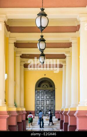 Panama Panama City Plaza Independencia historic district listed as World Heritage by UNESCO Casco Antiguo district Barrio San Felipe National Theatre designed by Italian architect Genaro Ruggieri and inaugurated in 1908 Stock Photo