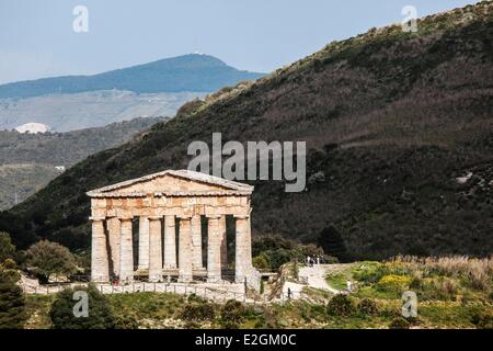 Italy Sicily Segesta archeological site Doric temple built in 430 BC Stock Photo