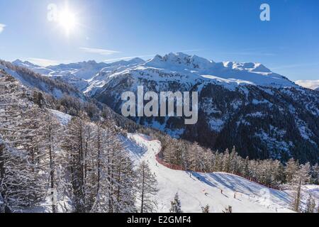 France, Savoie, Valfrejus, Modane, Maurienne valley, torchlight descent ...