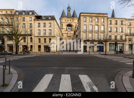 France Gironde Bordeaux area listed as World Heritage by UNESCO door of big bell built in 15th century Stock Photo