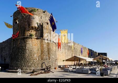 Montenegro Adriatic coast old town of Budva city walls Stock Photo