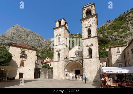 Montenegro Adriatic coast Kotor bay old city of Kotor listed as World Heritage by UNESCO St. Tryphon cathedral Stock Photo