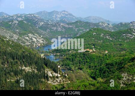 Montenegro National Park Skadarsko Jezero (Skadar Lake) Rijeka Crnojevica meandering river Crnojevica Stock Photo