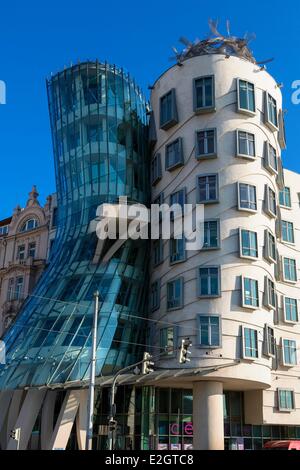 Czech Republic Prague historical centre listed as World Heritage by UNESCO Dancing House by architects Gehry and Milunic Stock Photo