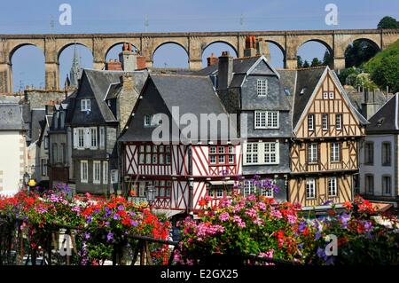 France Finistere Morlaix Place Allende and viaduct Stock Photo