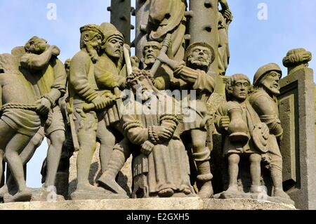 France Finistere stop on Way of St James Plougonven parish enclosure and calvary Stock Photo