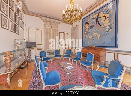 France, Paris, Rue Oudinot, Hotel de Montmorin, 18th century Mansion, the Overseas Ministry headquarters, waiting room Stock Photo