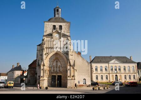 France Pas de Calais Montreuil sur Mer Saint Saulve abbey church built in 12th century and city hall Stock Photo