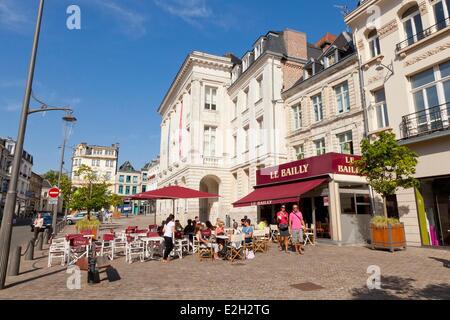 France Pas de Calais Arras Theatre of Arras and cafe terraces Stock Photo