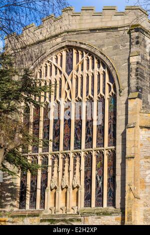 United Kingdom Warwickshire Stratford-upon-Avon 13th century Holy Trinity Gothic Church known for being place of baptism (26 April 1564) and burial (25 April 1616) of William Shakespeare Stock Photo