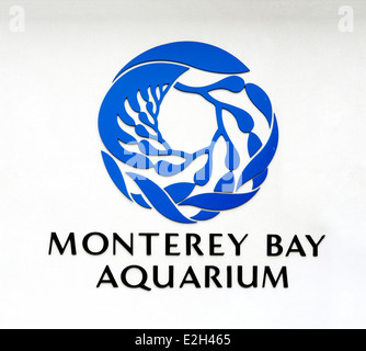 Sign outside the Monterey Bay Aquarium, Monterey, California, USA Stock Photo