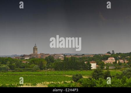 France Herault village of Caux Stock Photo