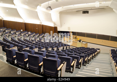 University lecture hall or lecture theatre.  Large empty college classroom. Stock Photo