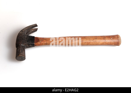 Old hammer on a white background Stock Photo