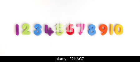numbers one to ten in plastic Stock Photo