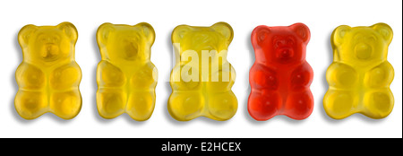 some colorful gummy bears in light back Stock Photo
