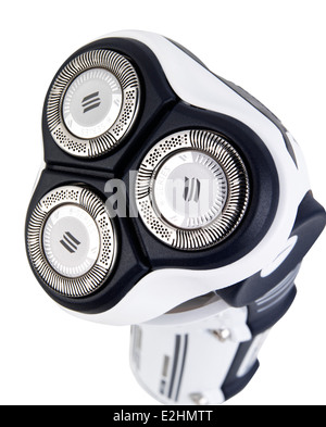 Close up of mens electric shaver cut out on white Stock Photo