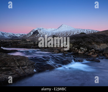 Twilight over Black Mount at Lochan na Stainge in the Highlands of Scotland Stock Photo