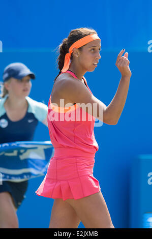 Eastbourne, UK. 20th June, 2014. Madison Keys of the USA reacts to a line call in her Semi-Finals singles match on Day Five of the Aegon International at Devonshire Park, Eastbourne. Credit:  MeonStock/Alamy Live News Stock Photo