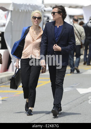 Katja Eichinger and her new boyfriend Anthony James walking along the harbour in Cannes during the 66th Film Festival.  Where: Cannes, France When: 17 May 2013 Stock Photo