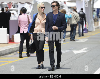 Katja Eichinger and her new boyfriend Anthony James walking along the harbour in Cannes during the 66th Film Festival.  Where: Cannes, France When: 17 May 2013 Stock Photo