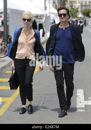 Katja Eichinger and her new boyfriend Anthony James walking along the harbour in Cannes during the 66th Film Festival.  Where: Cannes, France When: 17 May 2013 Stock Photo