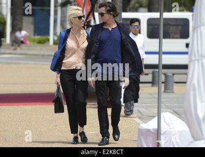 Katja Eichinger and her new boyfriend Anthony James walking along the harbour in Cannes during the 66th Film Festival.  Where: Cannes, France When: 17 May 2013 Stock Photo