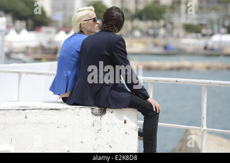 Katja Eichinger and her new boyfriend Anthony James walking along the harbour in Cannes during the 66th Film Festival.  Where: Cannes, France When: 17 May 2013 Stock Photo