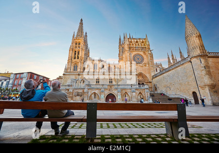 Cathedral of Saint Mary of Burgos. San Fernando square. Castile and Leon. Spain Stock Photo