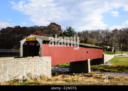 Pine Grove Covered Bridge, Octoraro Creek, Pennsylvania Stock Photo