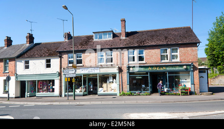 Shops in historic buildings in the village of Pewsey, Wiltshire, England Stock Photo