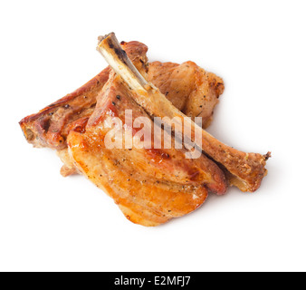 Grilled pork ribs isolated on white background Stock Photo